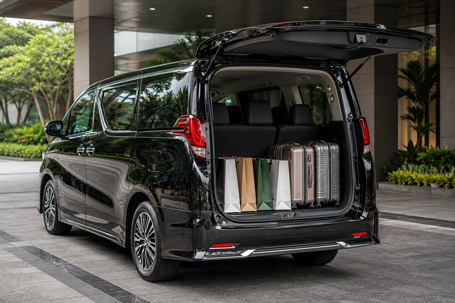 Toyota Alphard 30z boot and shopping bag fit for JB mall transfer planning